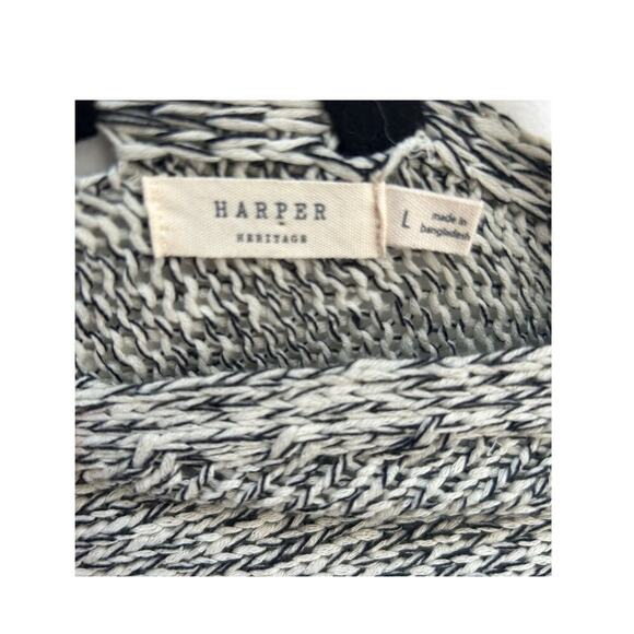 Harper Heritage Lace up Back Sweater Black & White Sz Large - Picture 5 of 5